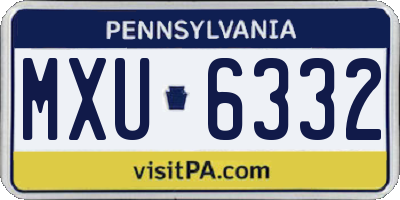 PA license plate MXU6332