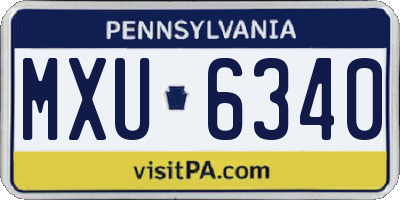 PA license plate MXU6340