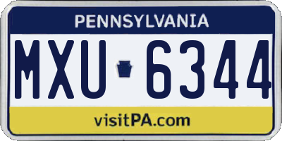 PA license plate MXU6344