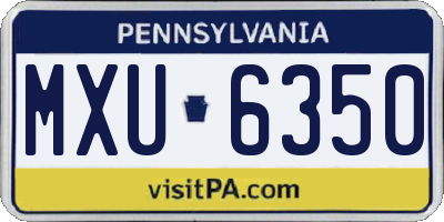 PA license plate MXU6350