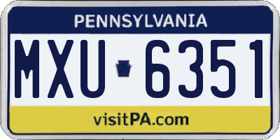 PA license plate MXU6351