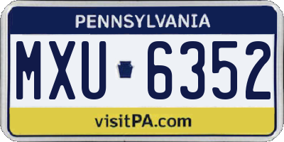PA license plate MXU6352