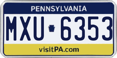 PA license plate MXU6353