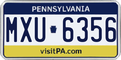 PA license plate MXU6356