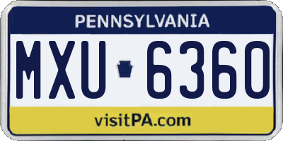 PA license plate MXU6360