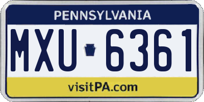 PA license plate MXU6361