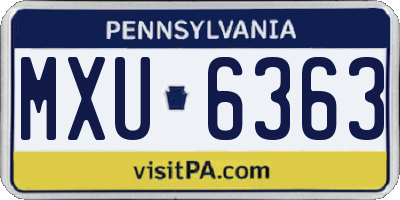 PA license plate MXU6363