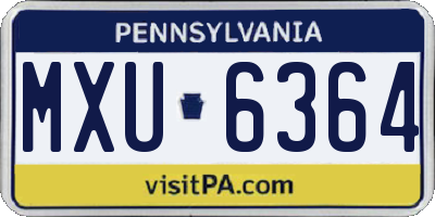 PA license plate MXU6364
