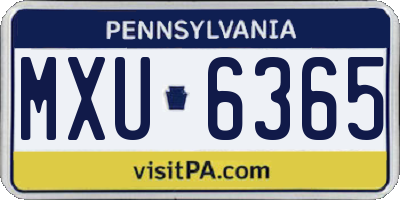 PA license plate MXU6365