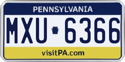 PA license plate MXU6366