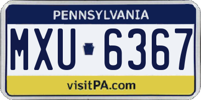 PA license plate MXU6367