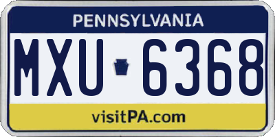 PA license plate MXU6368