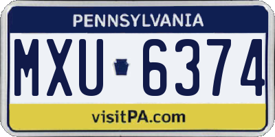PA license plate MXU6374