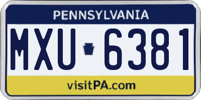 PA license plate MXU6381