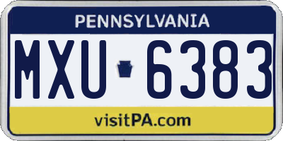 PA license plate MXU6383