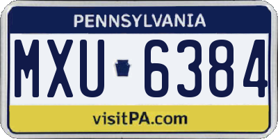 PA license plate MXU6384