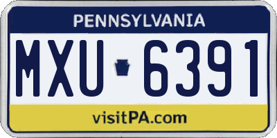 PA license plate MXU6391