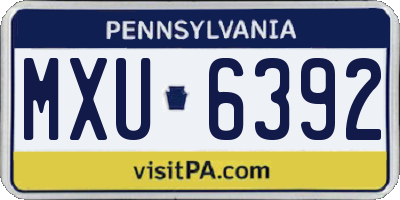 PA license plate MXU6392