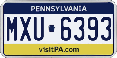 PA license plate MXU6393