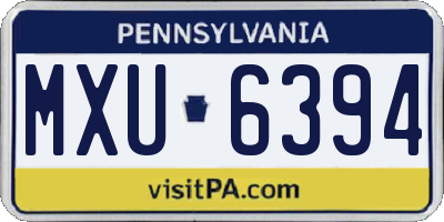 PA license plate MXU6394