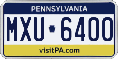 PA license plate MXU6400