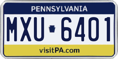 PA license plate MXU6401