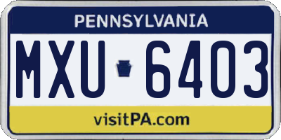 PA license plate MXU6403