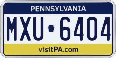 PA license plate MXU6404