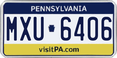 PA license plate MXU6406