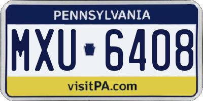 PA license plate MXU6408
