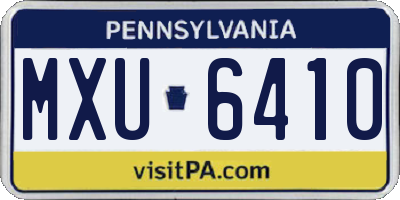 PA license plate MXU6410