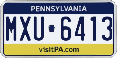 PA license plate MXU6413