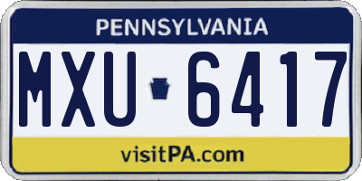 PA license plate MXU6417