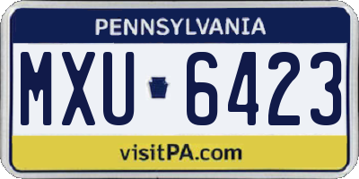 PA license plate MXU6423