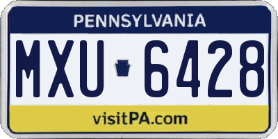 PA license plate MXU6428