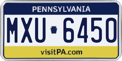 PA license plate MXU6450