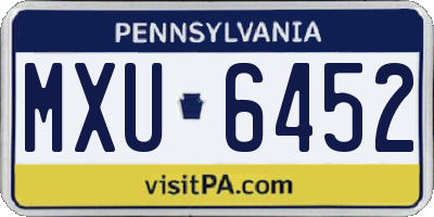 PA license plate MXU6452