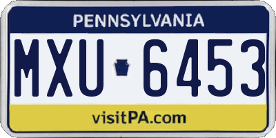 PA license plate MXU6453