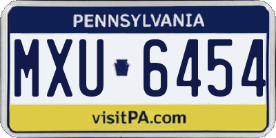 PA license plate MXU6454
