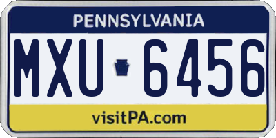 PA license plate MXU6456