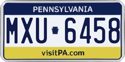 PA license plate MXU6458