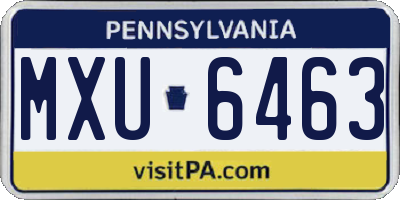 PA license plate MXU6463