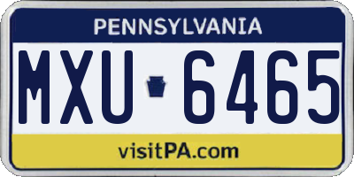 PA license plate MXU6465