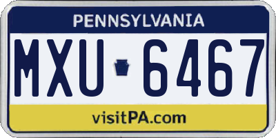 PA license plate MXU6467