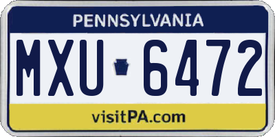 PA license plate MXU6472