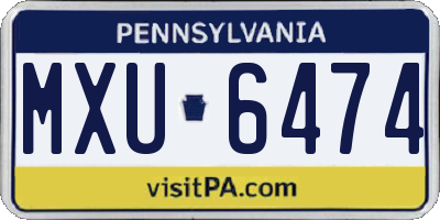PA license plate MXU6474
