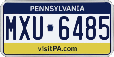 PA license plate MXU6485