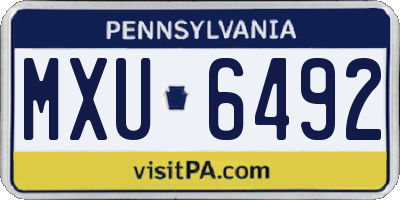 PA license plate MXU6492
