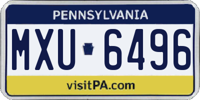 PA license plate MXU6496