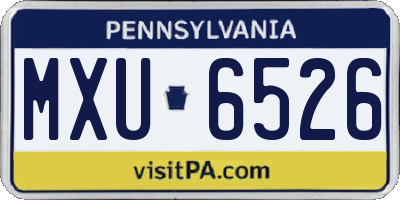 PA license plate MXU6526